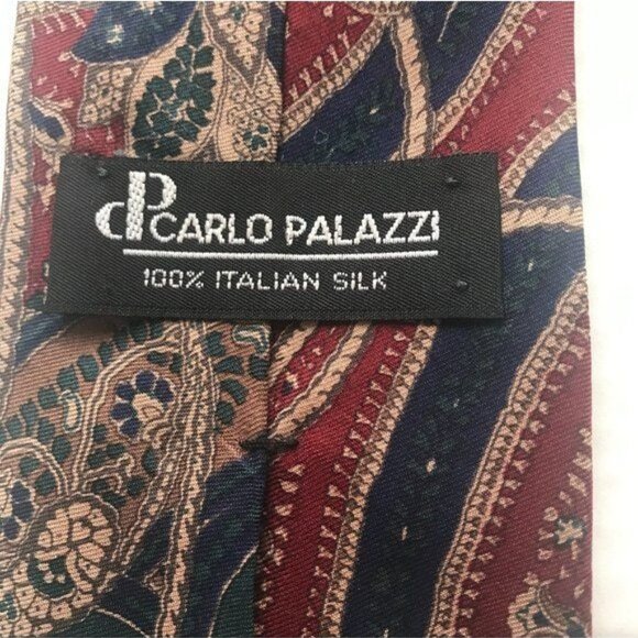 Carlo Palazzi Men's Silk Tie Blue Teal Burgundy 65" - Picture 4 of 5